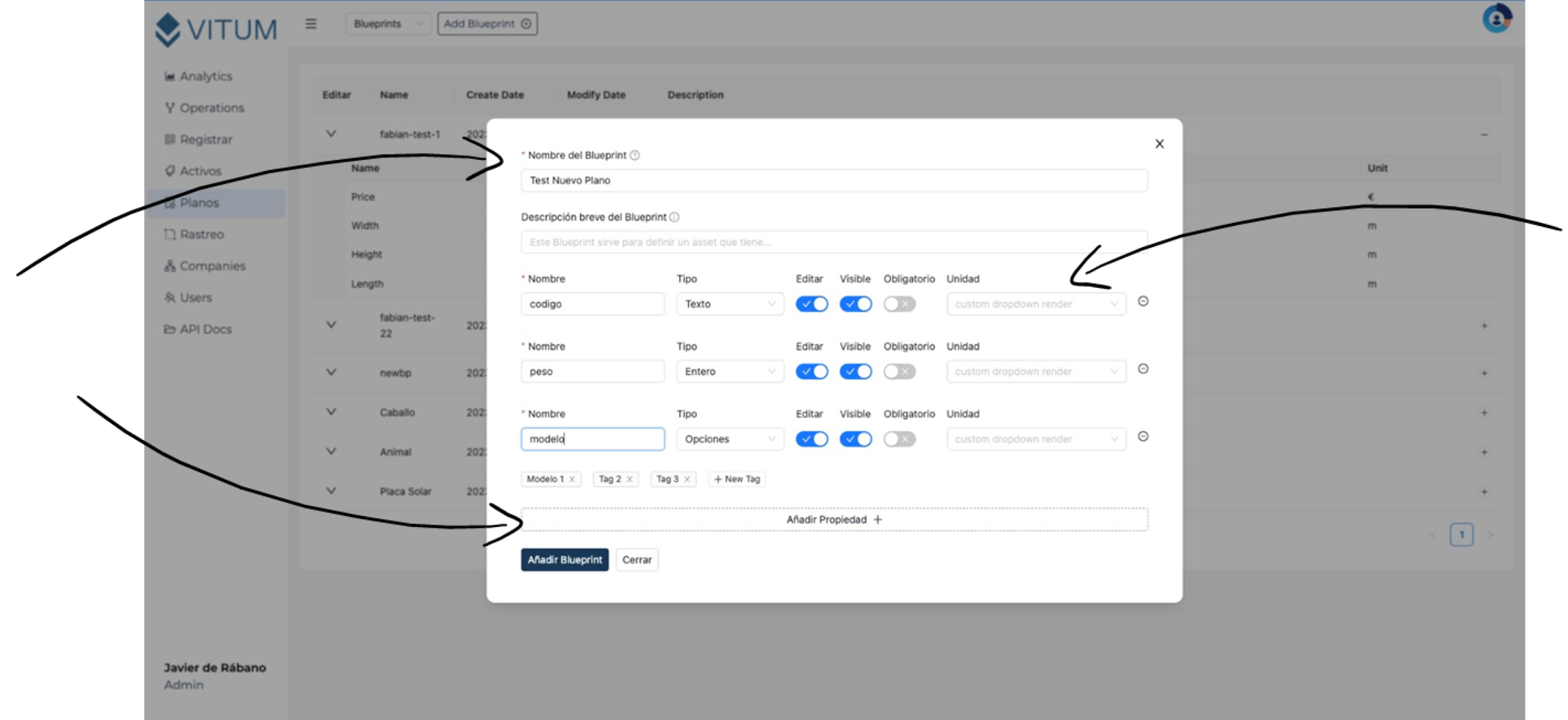 Configuración inicial de los planos en la plataforma Vitum.